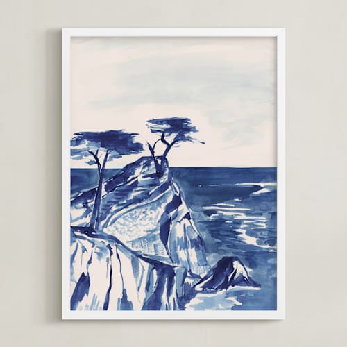 This is a ocean art with standard by Teju Reval called lone cypress