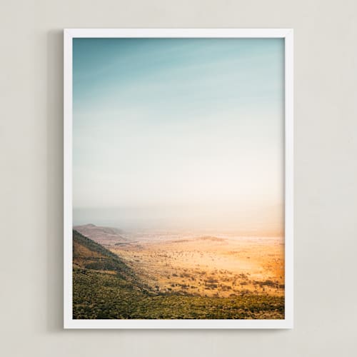 This is a teal and orange art with standard by David Michuki called great rift valley i