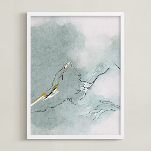 This is a blue green art with standard by Shraddha Dharia called cloud mountains