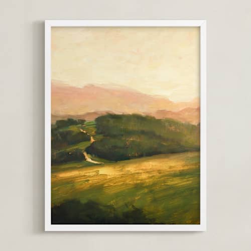 This is a olive art with standard by Wendy Keller called pink hills 2
