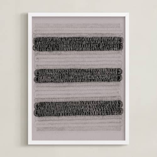 This is a gray wool art with standard by Janie Allen called woolen weaving 1