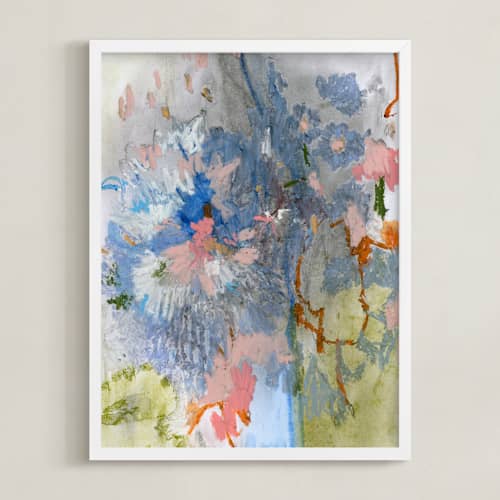 This is a slate blue art with standard by Sonal Nathwani called pastel garden 1