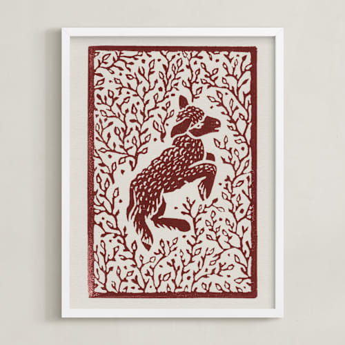 This is a rust art with standard by Ash Weaver called lamb linocut