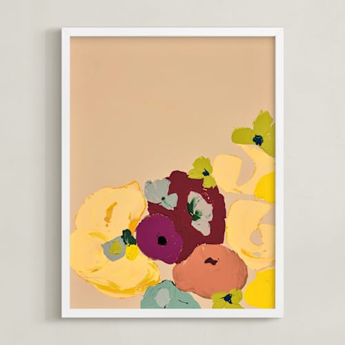 This is a butter yellow art with standard by Caryn Owen called abstract yellow botanical