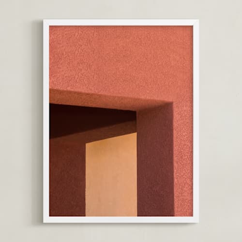 This is a burnt terracotta red art with standard by Lisa Sundin called day to day 2