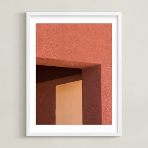 This is a burnt terracotta red art with standard by Lisa Sundin called day to day 2