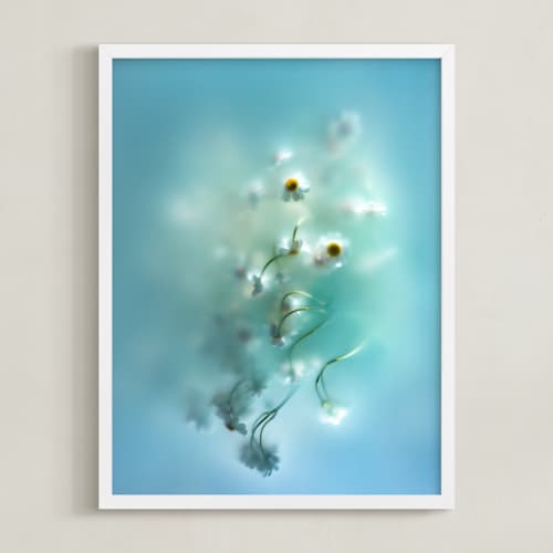 This is a capri blue art with standard by Aralyn Griesbach called daisies in aqua