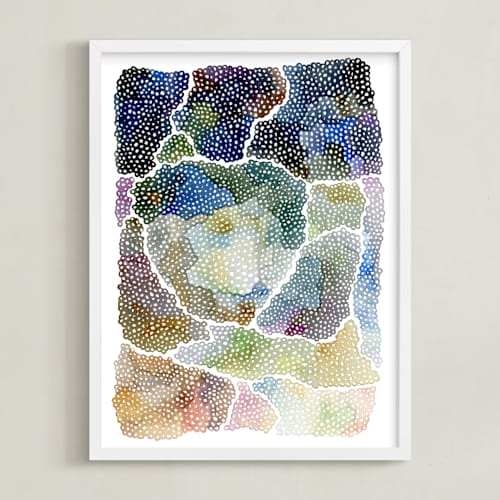 This is a steel blue art with standard by Kelly Place called freckle topography