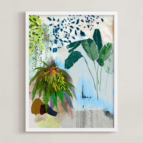 This is a blue safari art with standard by Yanni Hui called a composition of plants