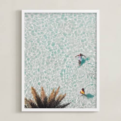 This is a light aqua blue art with standard by KIMBERLY SMITH called pool party for two