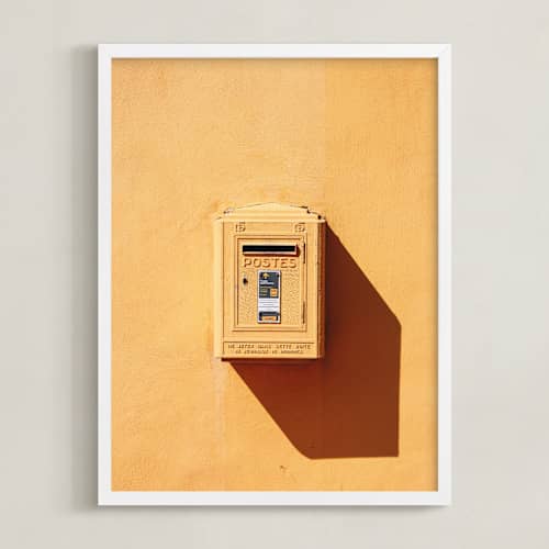 This is a bright yellow art with standard by lulu and isabelle called la poste