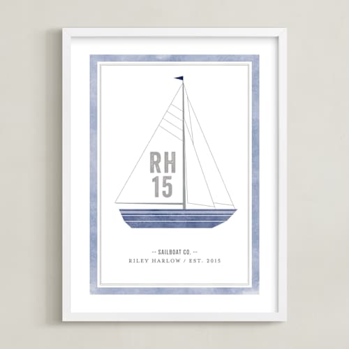 This is a ocean personalized art for kids with standard by cambria called sailboat co.