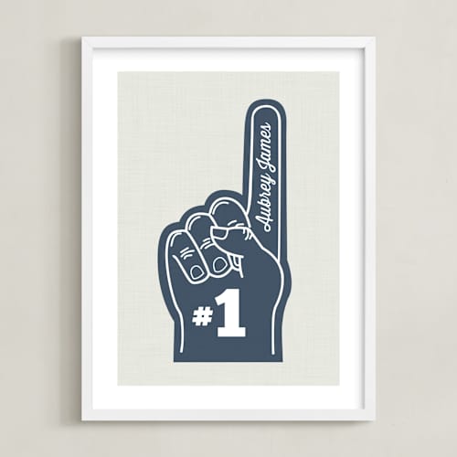 This is a navy personalized art for kids with standard by Itsy Belle Studio called number one