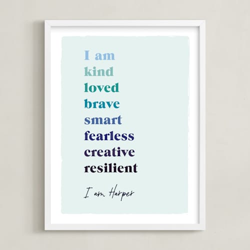 This is a winter personalized art for kids with standard by Nazia Hyder called positive affirmations