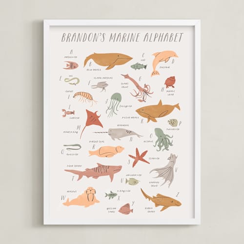 This is a mustard personalized art for kids with standard by Creo Study called sea life alphabet