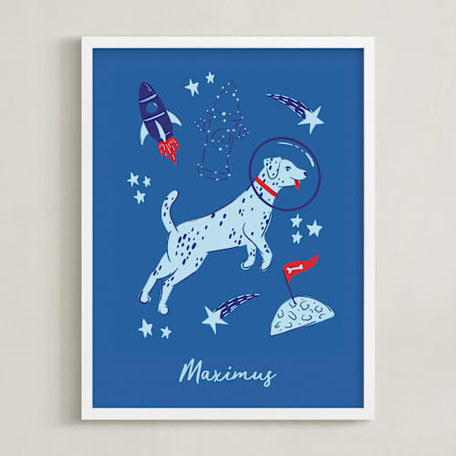 This is a celestial personalized art for kids with standard by Kristin Mastoras called space pup