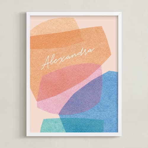 This is a apricot fizz personalized art for kids with standard by Carrie Moradi called bright boulders