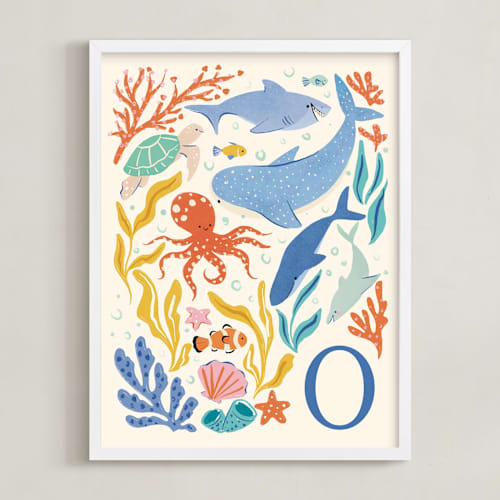 This is a blue personalized art for kids with standard by Sabrin Deirani called blue wonders