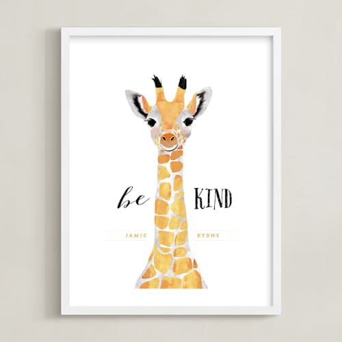 This is a tangerine personalized art for kids with standard by Cass Loh called baby animal.giraffe