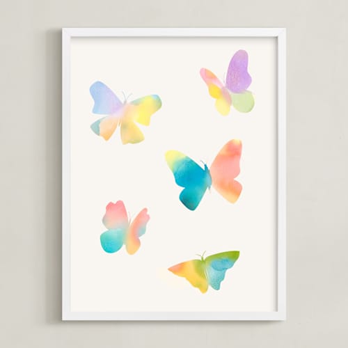 This is a sky kids wall art with standard by Lindsay Megahed called watercolor butterflies