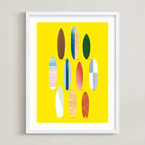 This is a sunshine kids wall art with standard by Baumbirdy called surfboard pose