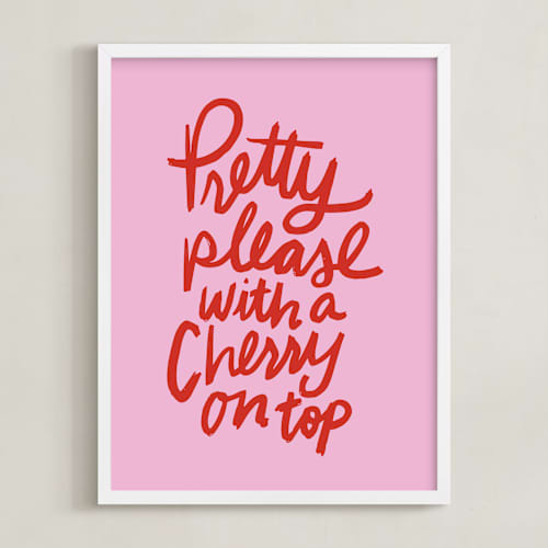 This is a bubble gum kids wall art with standard by Inkblot Design called cherry on top