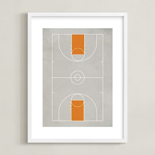 This is a smoke orange kids wall art with standard by Jennifer Morehead called full court