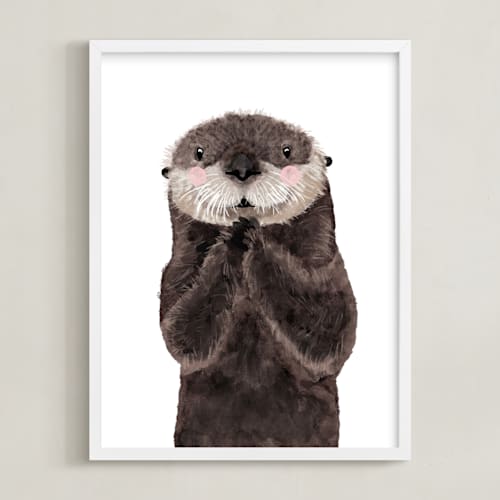 This is a coffee kids wall art with standard by Cass Loh called baby animal sea otter
