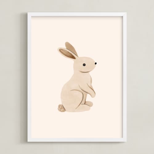This is a beige kids wall art with standard by Vivian Yiwing called baby rabbit