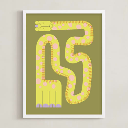This is a moss kids wall art with standard by Ampersand Design Studio called twisty giraffe
