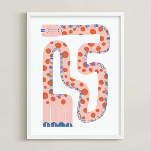 This is a bubblegum kids wall art with standard by Ampersand Design Studio called twisty giraffe