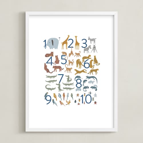 This is a cotton kids wall art with standard by Teju Reval called wild numbers