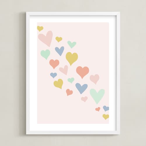 This is a charming pink kids wall art with standard by Kasia Labocki called wave of love
