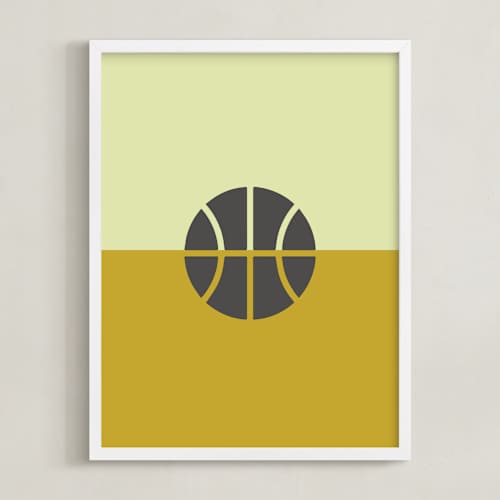 This is a mustard kids wall art with standard by pacifica project called 3 season sport | basketball
