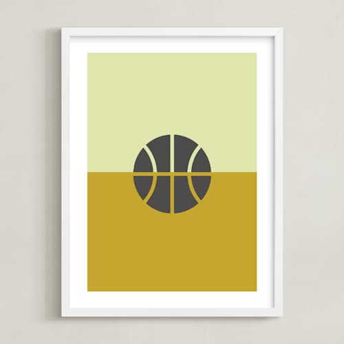This is a mustard kids wall art with standard by pacifica project called 3 season sport | basketball