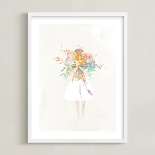 This is a ivory kids wall art with standard by Lori Wemple called the flower girl