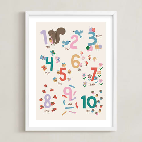 This is a soft garden kids wall art with standard by Vera Lim called garden numbers