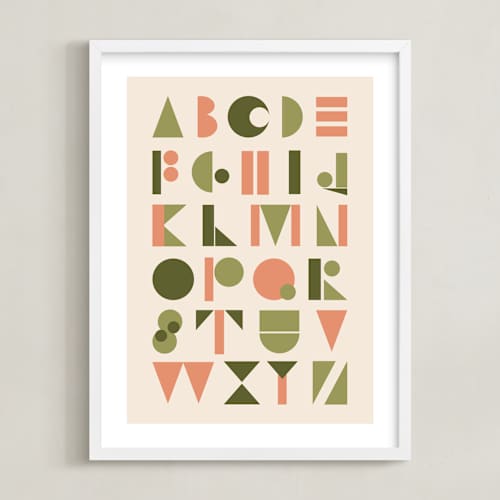 This is a olive kids wall art with standard by Morgan Kendall called mod alphabet