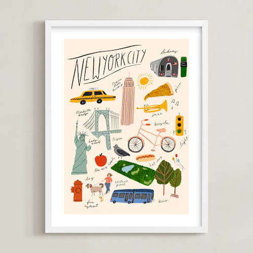 This is a manhattan cream kids wall art with standard by Sierra Lee called nyc