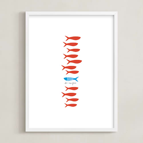 This is a cherry red kids wall art with standard by Oscar and Emma - Karly Depew called unique fishy