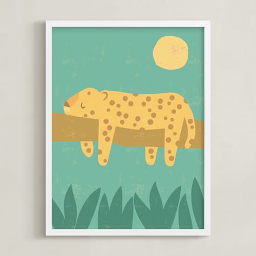 This is a jade kids wall art with standard by Angela Thompson called jungle siesta