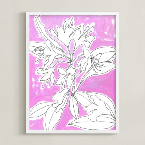 This is a violet pink azalea kids wall art with standard by Lise Gulassa called lush botanical gallery ii