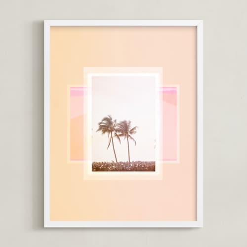 This is a peach kids wall art with standard by Dawn Smith called sweet summer palms.