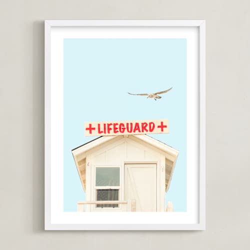 This is a summer blue kids wall art with standard by Lisa Sundin called the lifeguard