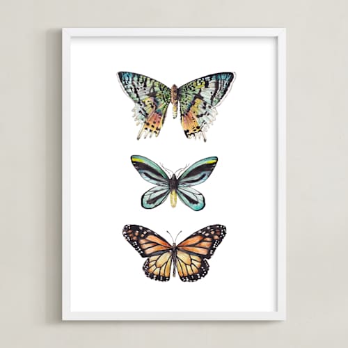This is a butterfly wing black kids wall art with standard by Lauren Rogoff called butterfly colorful watercolors