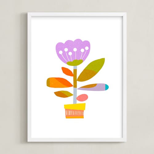 This is a cotton lilac kids wall art with standard by Dominique Vari called the happiest flower
