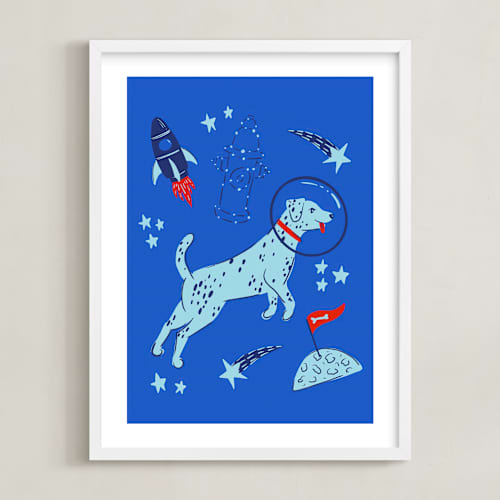 This is a celestial kids wall art with standard by Kristin Mastoras called space pup