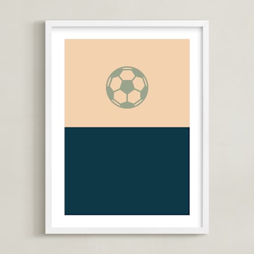 This is a navy kids wall art with standard by pacifica project called 3 season sport | soccer