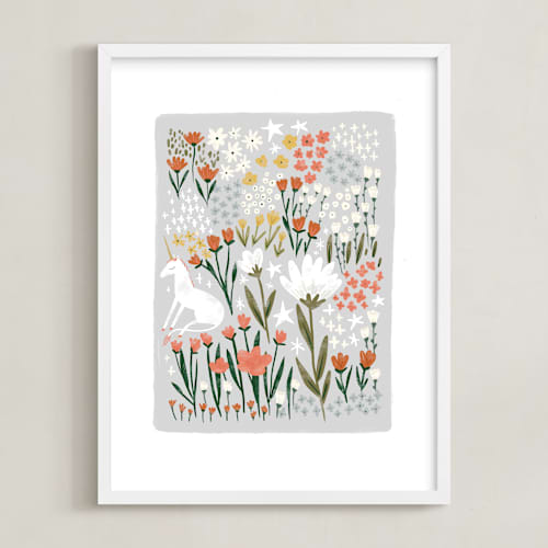 This is a ash kids wall art with standard by Hannah Williams called unicorn garden