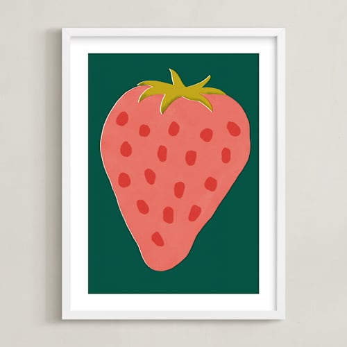 This is a forest green kids wall art with standard by Zhanet Rosenova called berry in summer